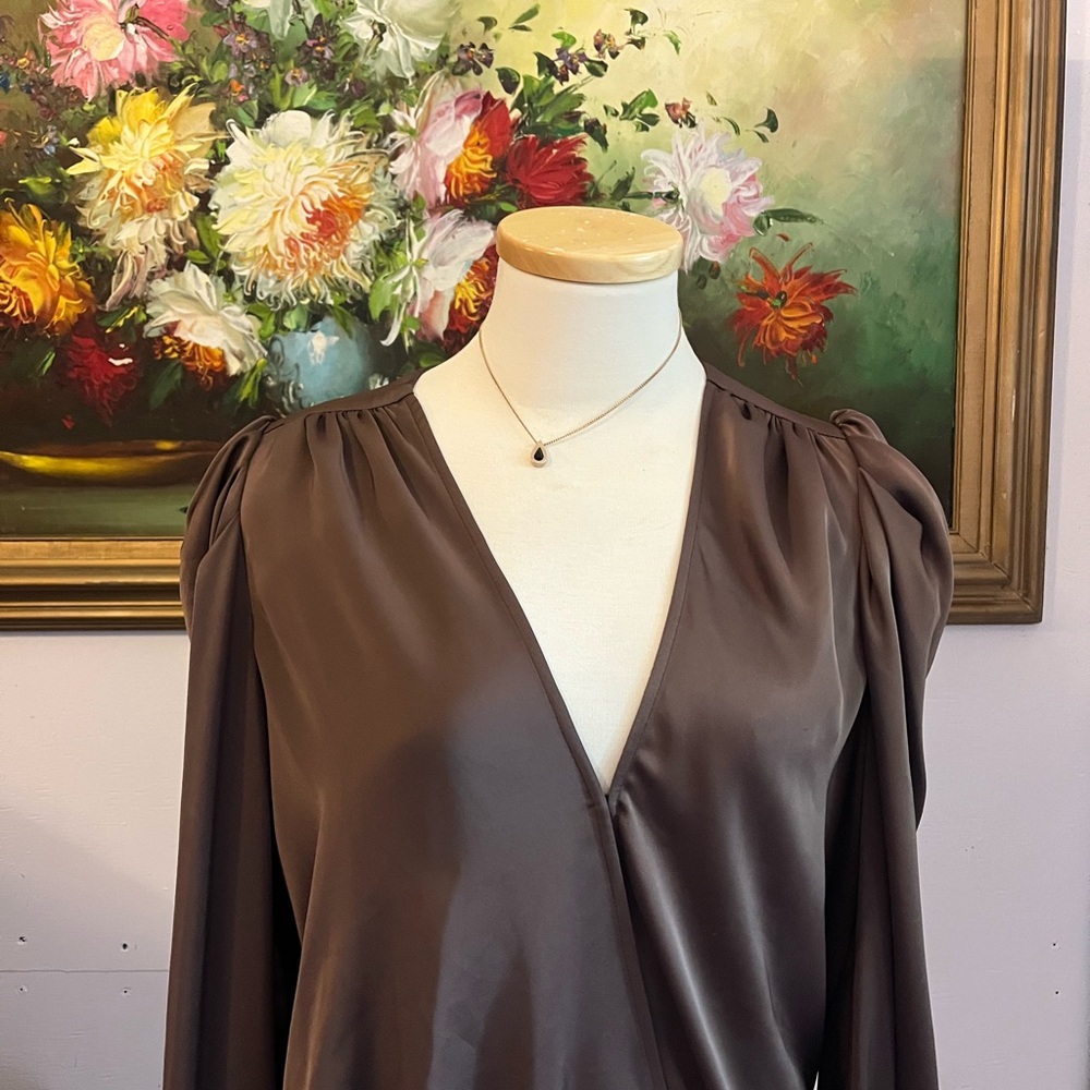 Ramy Brook Chocolate Pauline Puff Sleeve Blouse ::: current retail $375 - Picture 3 of 16